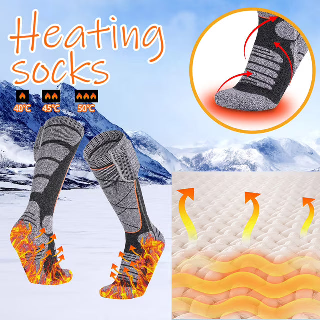 APP Remote Control Heated Long Socks with 2pcs 5000mAh Rechargeable Battery 3 Temperature Levels Foot Warmer Socks for Men Women
