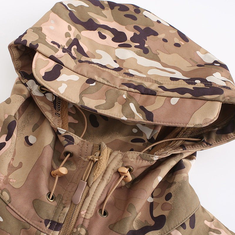 Graphene Heated Hunting Jacket for Men Women, 3 Temperature Levels 7 Heating Zones, Battery Powered Heated Waterproof Windproof Warm Camo Coat Softshell Jacket with Hood