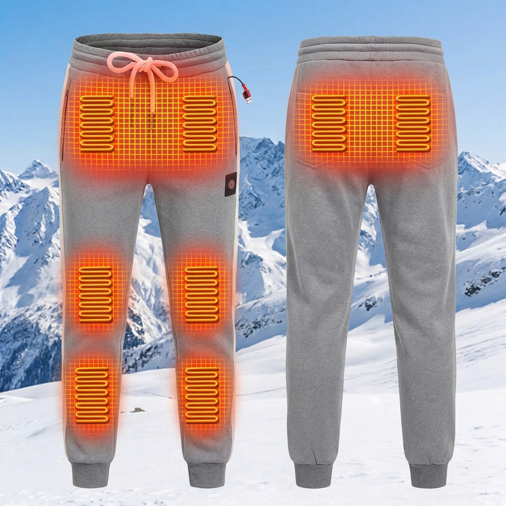 Winter Electric Heated Pants for Women Men, 3-Level Temperature Control, 8 Heating Areas, USB Electric Fleece Thermal Trousers