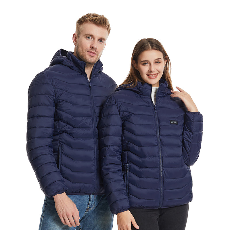 4 Temp-controller 25 Heating Zones Heated Hood Jacket for Women Men Long Sleeve 3 Temperature Levels USB Rechargeable Smart Hooded Coat