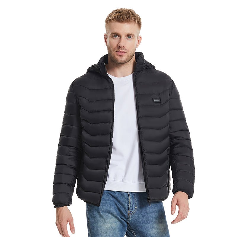 4 Temp-controller 25 Heating Zones Heated Hood Jacket for Women Men Long Sleeve 3 Temperature Levels USB Rechargeable Smart Hooded Coat