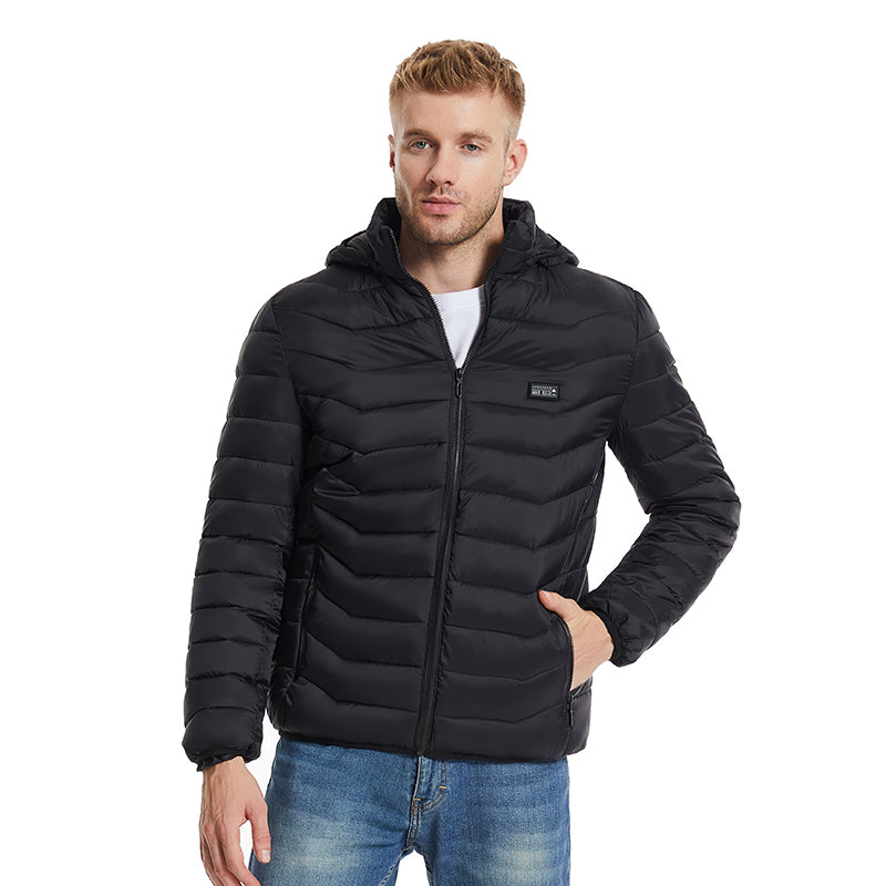4 Temp-controller 25 Heating Zones Heated Hood Jacket for Women Men Long Sleeve 3 Temperature Levels USB Rechargeable Smart Hooded Coat