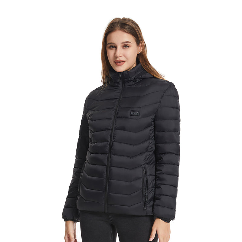 4 Temp-controller 25 Heating Zones Heated Hood Jacket for Women Men Long Sleeve 3 Temperature Levels USB Rechargeable Smart Hooded Coat