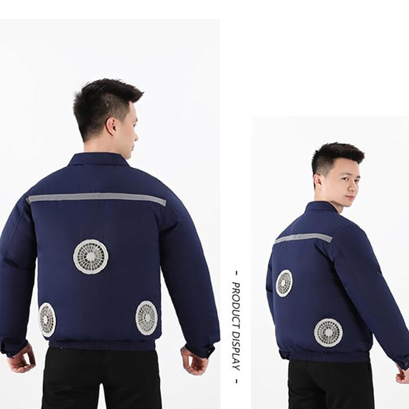Cooling Fan Jacket for Men Women, Battery Powered 4 Fans Air Conditioned Work Uniform with Usb Reflective Stripe Cooling Fan Clothe for Outdoor Activities In Hot Weather