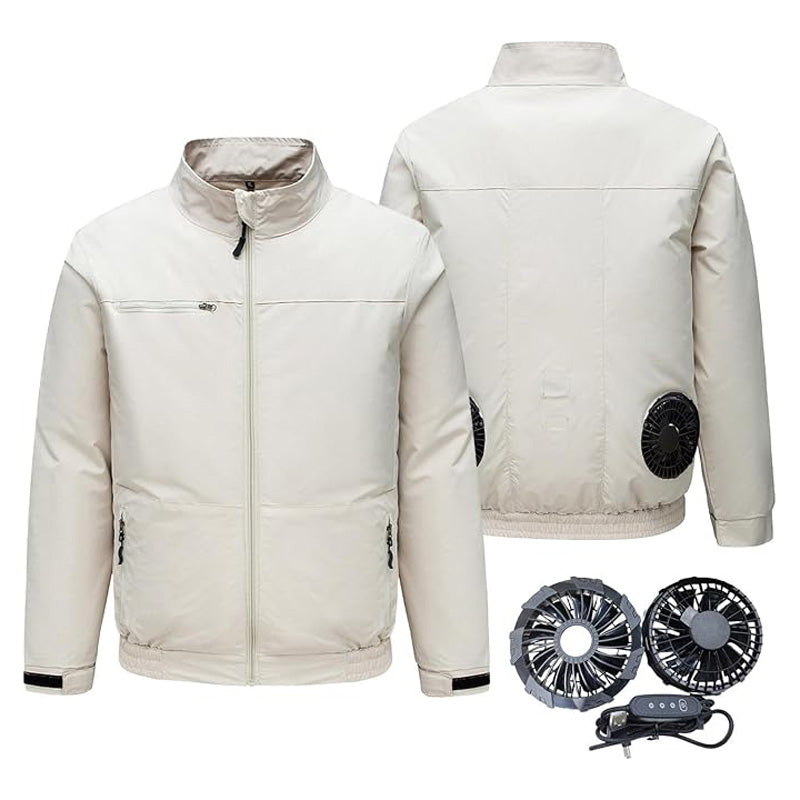 Cooling Air Conditioning Work Clothes with 2 Fans, Summer Ultra-thin Long Sleeve Fan Jacket for Men Women, 3 Levels of Wind Speed Adjustment