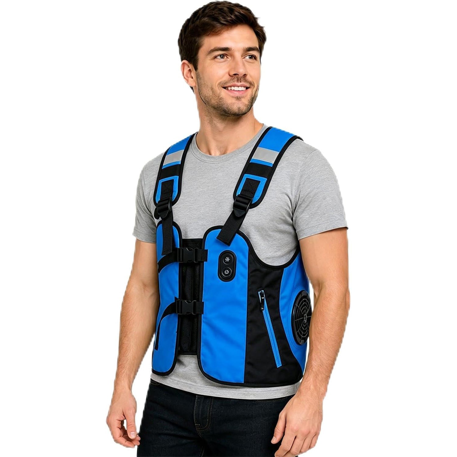 Reflective Dual Cooling Vest with Ice Packs Smart Water Circulation Air-Cooled - Firoth