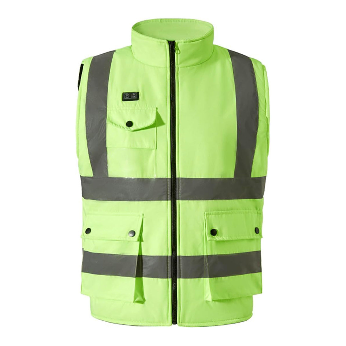 Green High Visibility Work Utility Heated Vest for Men Women, 25 Heating Zones 3 Adjustable Temperature Electric Hi-Vis Heated Gilet Body Warmer Outerwear Lightweight Waistcoat