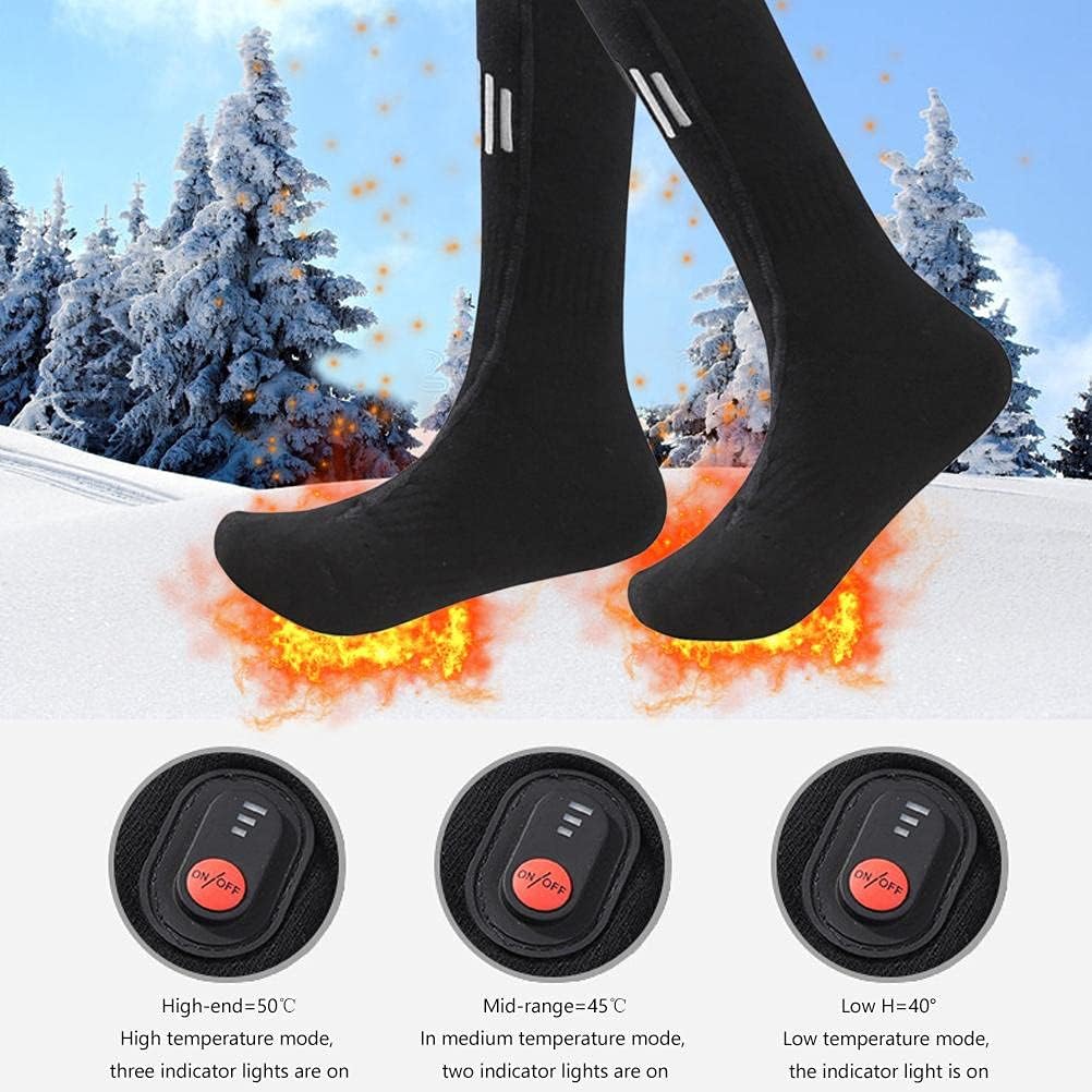 Electric Heated Thermal Socks for Men and Women Foot Warmer with 2pcs 5000mAh Rechargeable Battery Cotton Winter Socks for Skiing, Camping, and Hiking