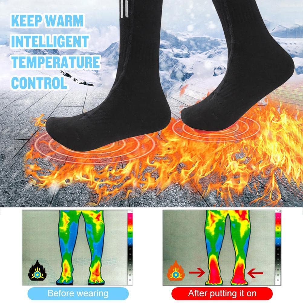 Electric Heated Thermal Socks for Men and Women Foot Warmer with 2pcs 5000mAh Rechargeable Battery Cotton Winter Socks for Skiing, Camping, and Hiking