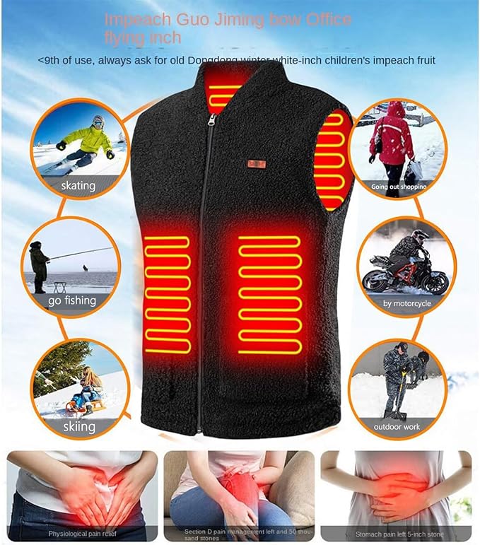Rechargeable USB Heating Vest for Women Men, 3 Temperature Levels 24 Heating Zones Lightweight Fleece Heated Thermal Warm Body Warmer for Winter Outdoor Activities Camping Skiing