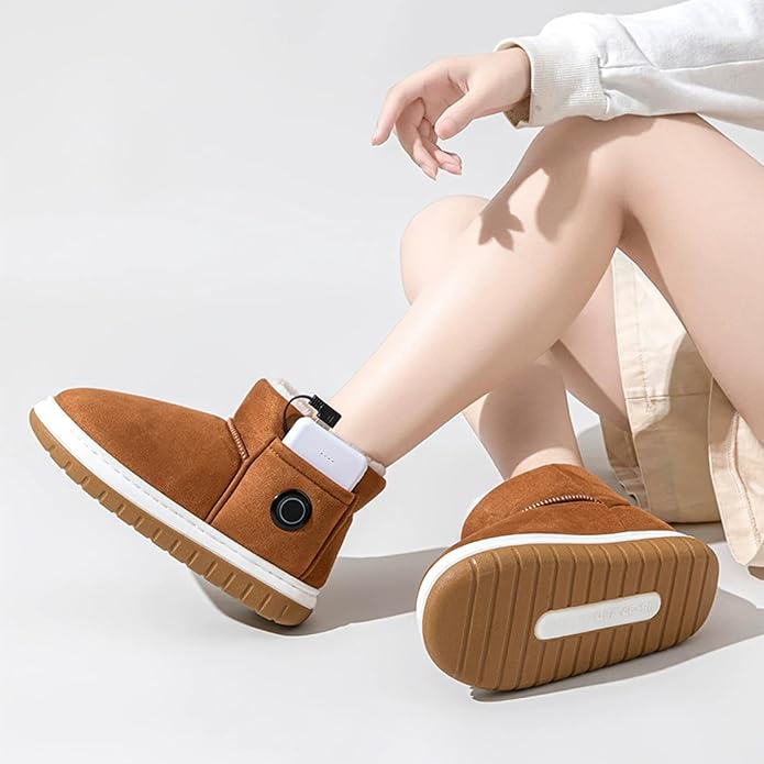 Electric Heated Snow Boots With 2*5000mAh Rechargeable Batteries 3-level Temperature Adjustment Waterproof Non-Slip Foot Warmer Slippers for Women Men
