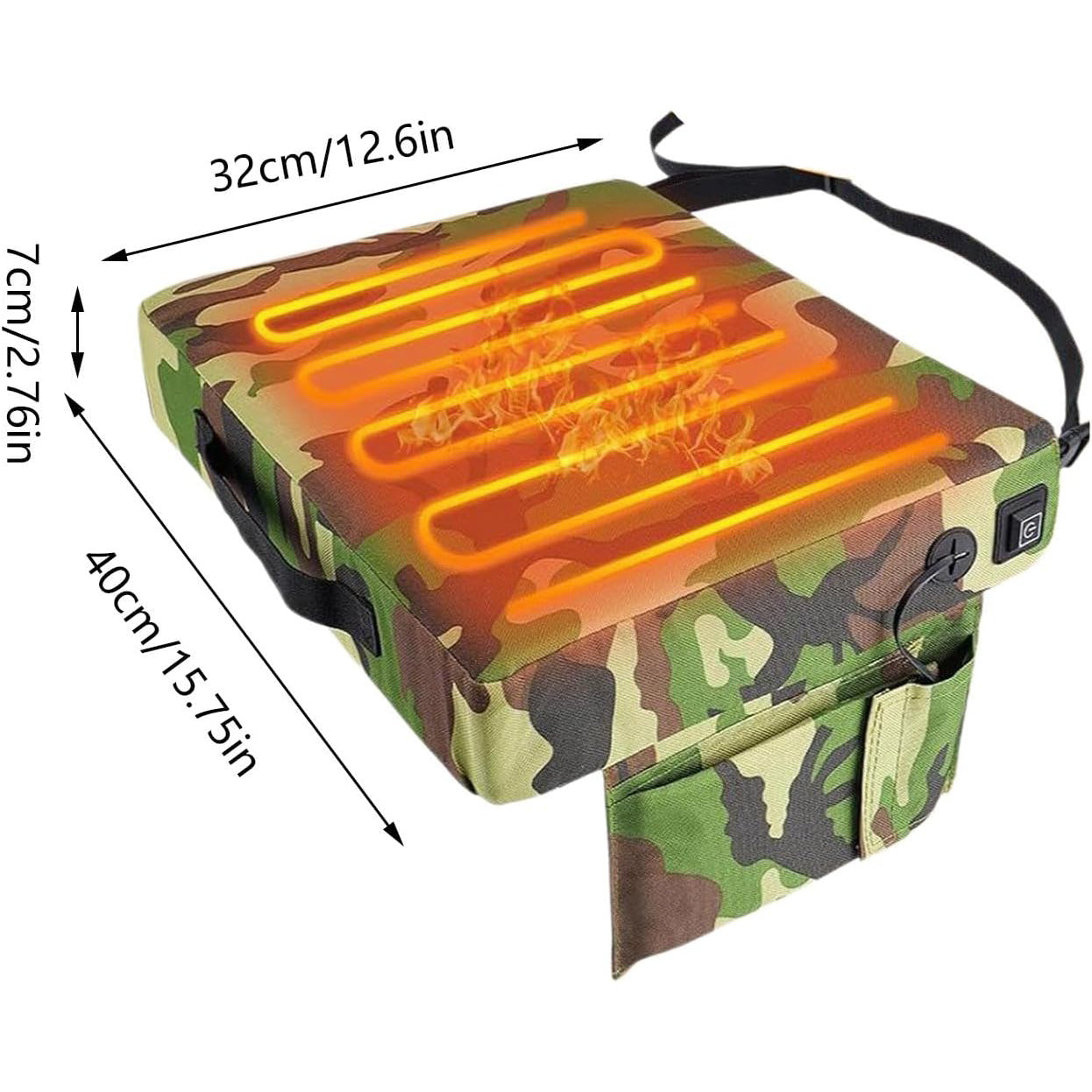 Portable Camouflage Hunting Heated Seat Cushion, Tree Stand Stadium Seats For Fishing Bleachers Concert Camping