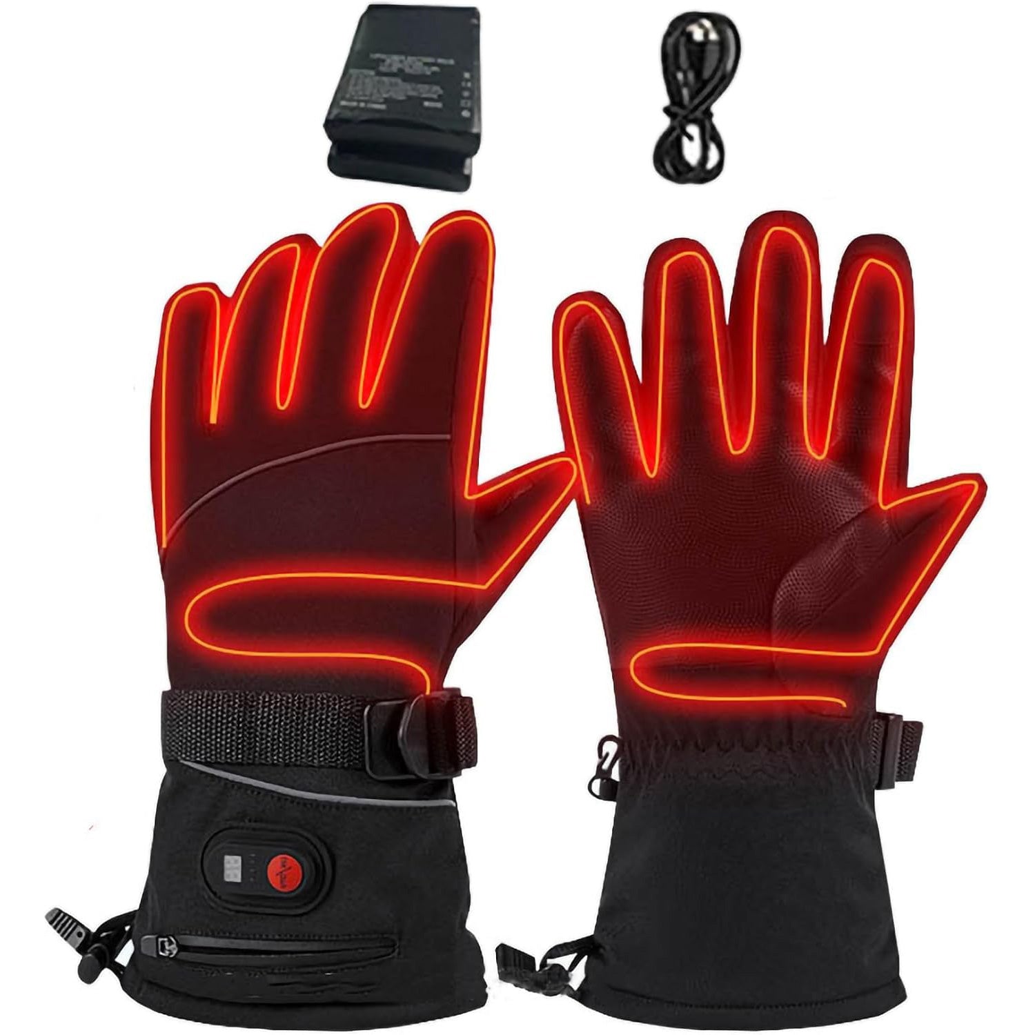 Rechargeable Warmer Glove Liners with 7.4V 2*3000mAh Batteries Touchscreen Windproof Cold Weather Gloves for Outdoor Camping Riding Hiking Snowboarding