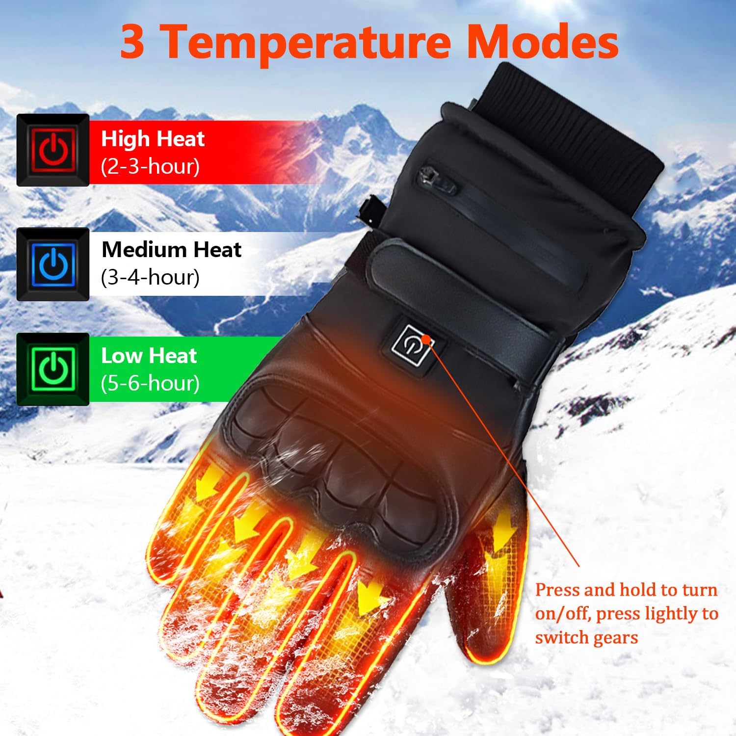 Rechargeable Heated Gloves with 2*8500mAh Batteries Touchscreen Heating Gloves for Men Women for Outdoor Activities, Riding, Cycling & Cold Weather