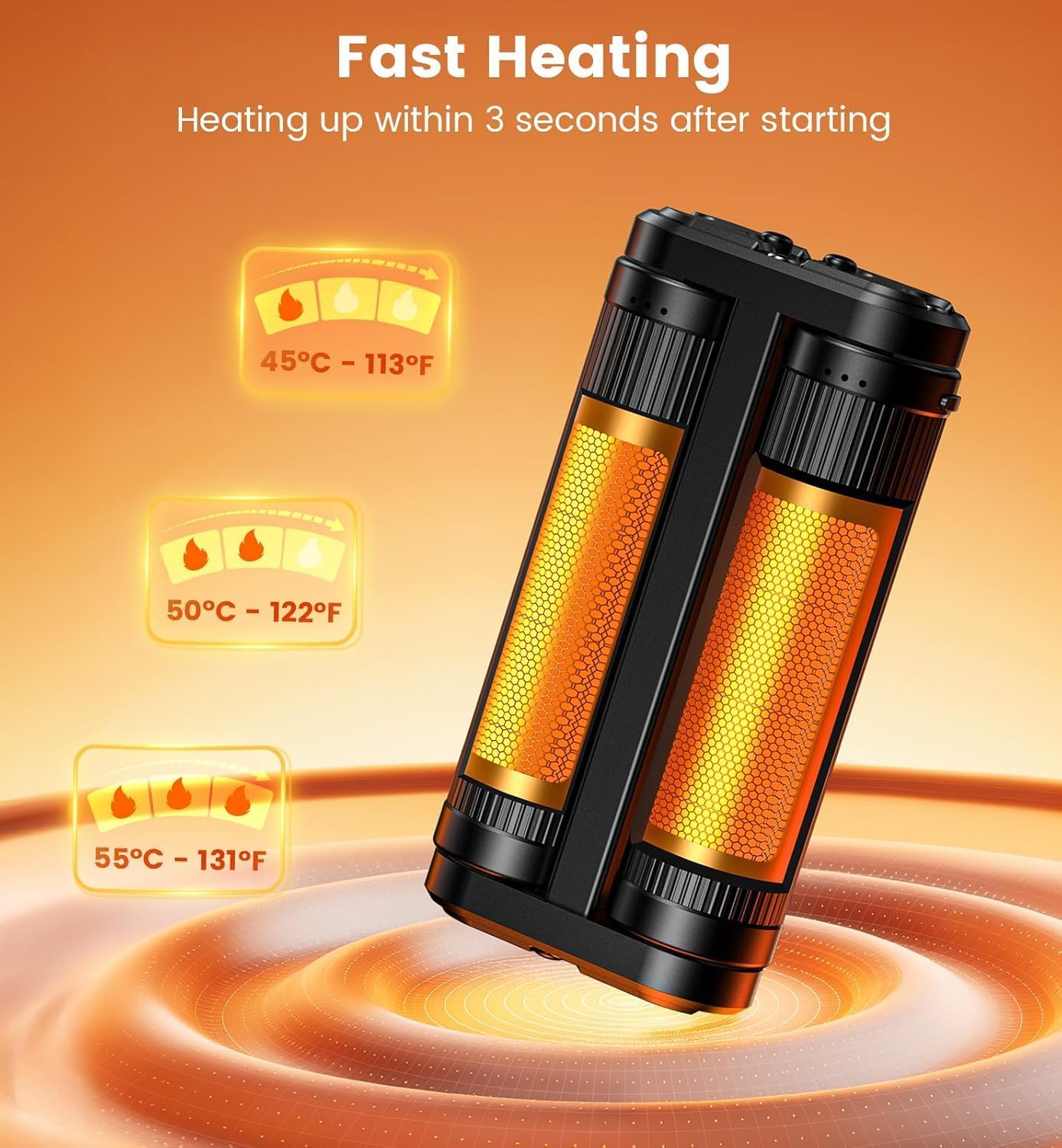 Detachable Stress-Relieving Rechargeable Electric Heated Hand Warmer 2 pack, Reusable 3 Levels Heating Portable Pocket Heater