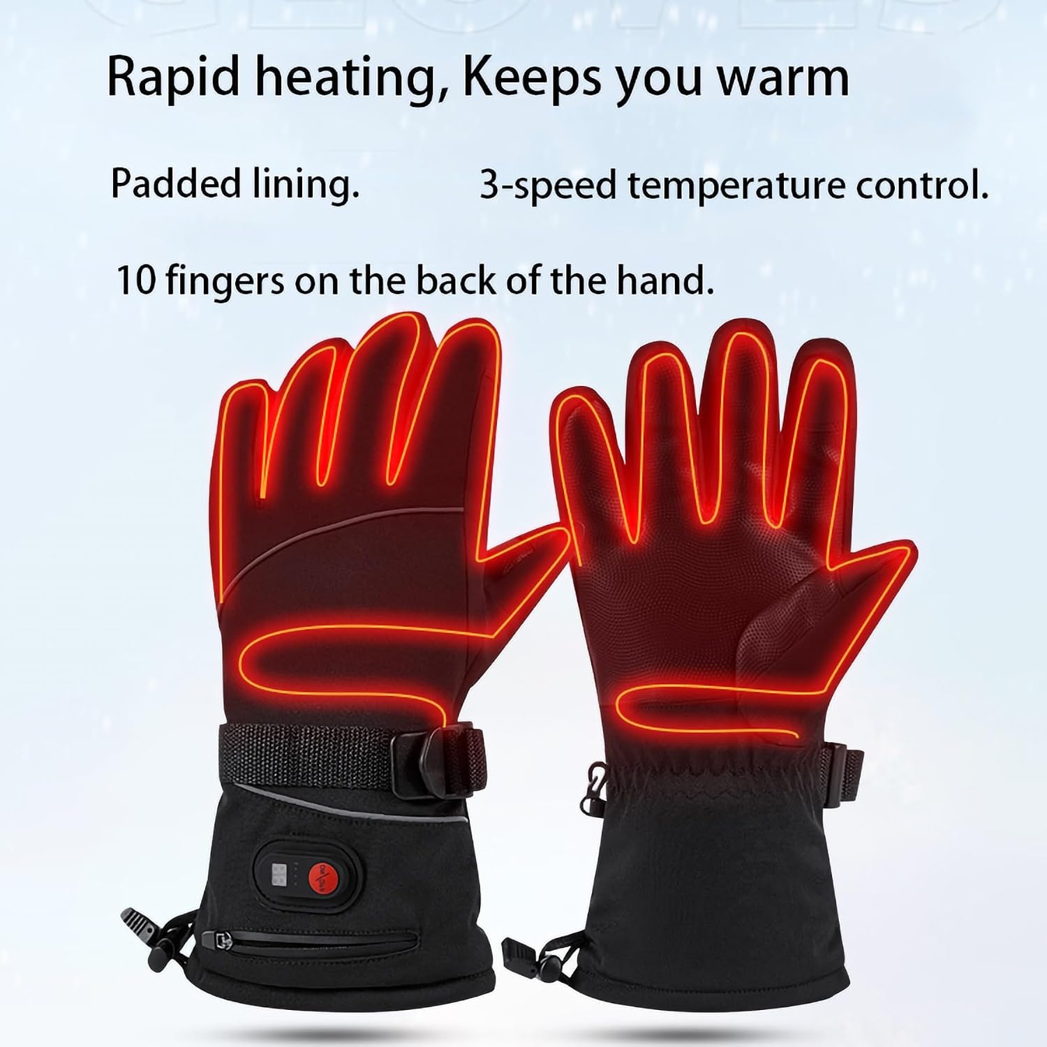 Rechargeable Warmer Glove Liners with 7.4V 2*3000mAh Batteries Touchscreen Windproof Cold Weather Gloves for Outdoor Camping Riding Hiking Snowboarding