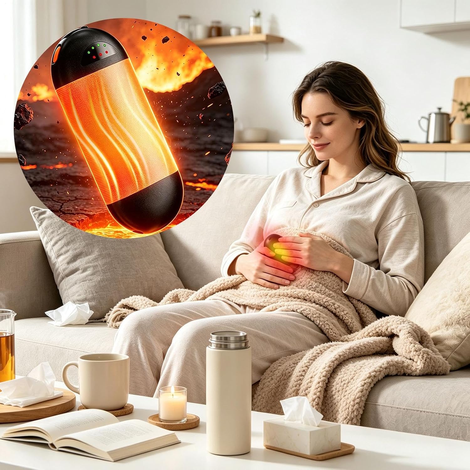 2 in 1 Split Portable Rechargeable Hand Warmer, Mini Pocket Electric Heater with LED Dual Display, 3 Constant Temperature Modes