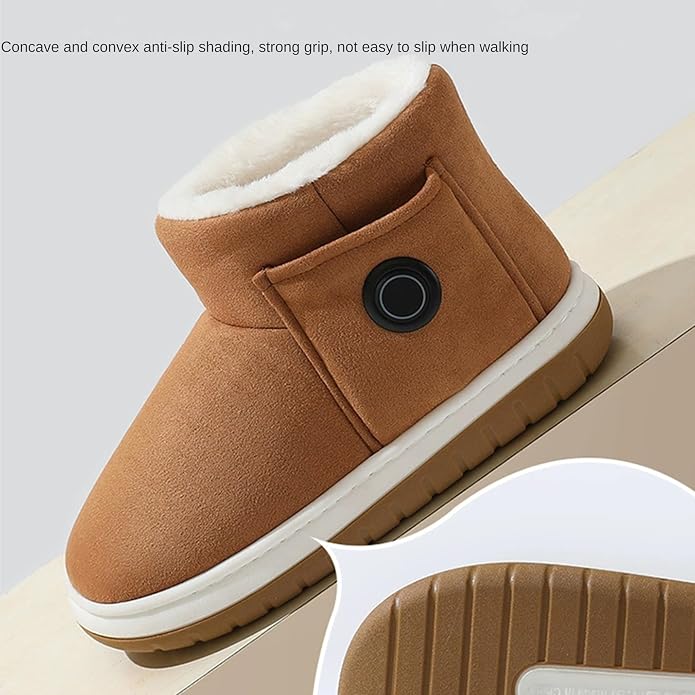 Electric Heated Snow Boots With 2*5000mAh Rechargeable Batteries 3-level Temperature Adjustment Waterproof Non-Slip Foot Warmer Slippers for Women Men