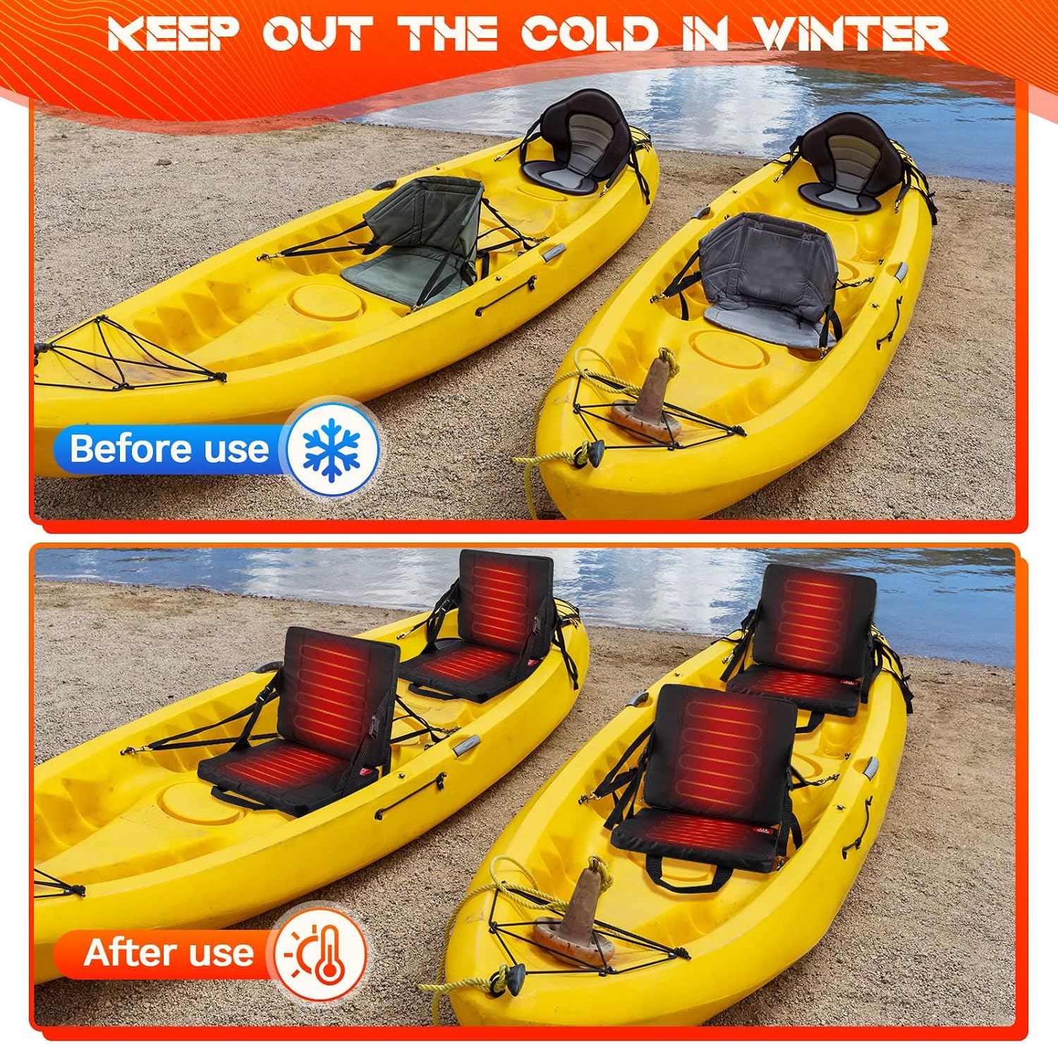 Portable Heated Seat Pad 3 Level Heating Folding Heated Outdoor Chair with Handle Adjustable Heated Stadium Seats