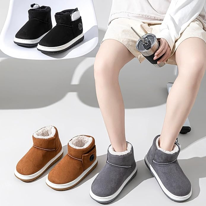 Electric Heated Snow Boots With 2*5000mAh Rechargeable Batteries 3-level Temperature Adjustment Waterproof Non-Slip Foot Warmer Slippers for Women Men