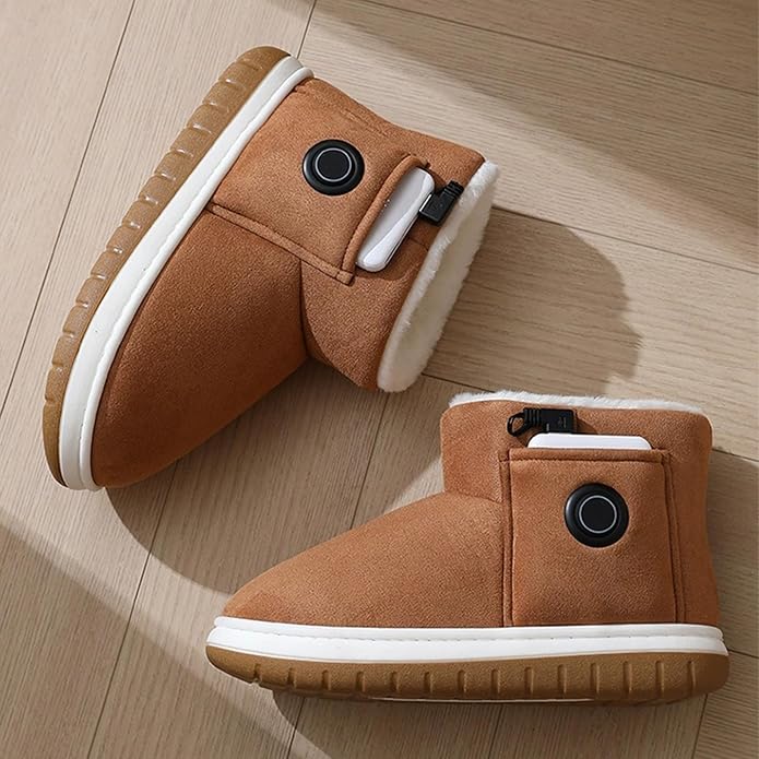 Electric Heated Snow Boots With 2*5000mAh Rechargeable Batteries 3-level Temperature Adjustment Waterproof Non-Slip Foot Warmer Slippers for Women Men