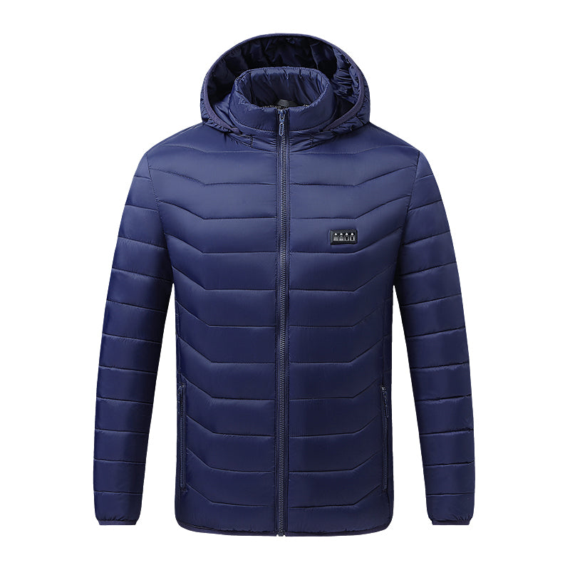 4 Temp-controller 25 Heating Zones Heated Hood Jacket for Women Men Long Sleeve 3 Temperature Levels USB Rechargeable Smart Hooded Coat