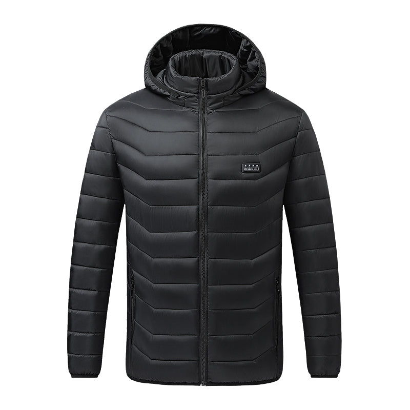4 Temp-controller 25 Heating Zones Heated Hood Jacket for Women Men Long Sleeve 3 Temperature Levels USB Rechargeable Smart Hooded Coat