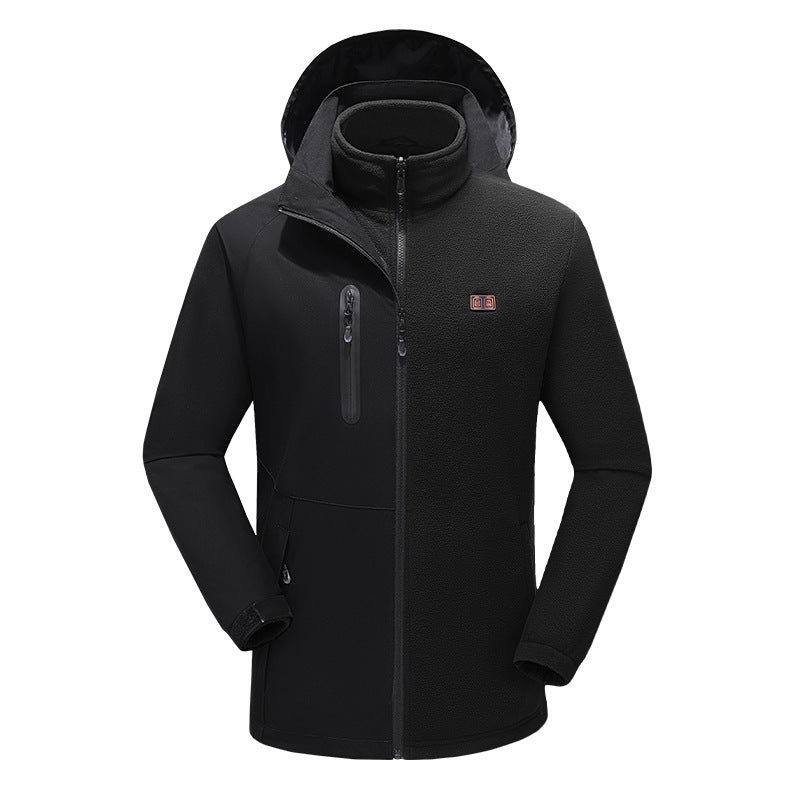 3-in-1 Heated Windbreaker for Men Women 15 Heating Zones 3 Levels of Temperature Adjustment USB Electric Windproof Thermal Jackets for Outdoor Skiing Hiking Camping