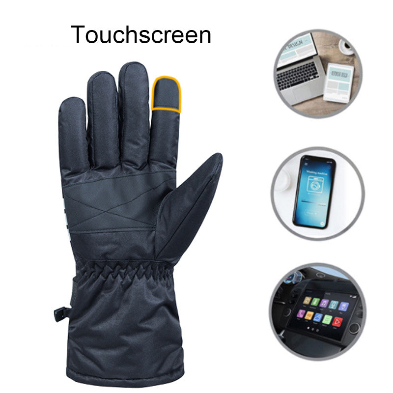 7.4 V 2*3000 mAh Rechargeable Battery Heated Gloves 3-level Temperature Adjustment Touch Panel Compatible Fleece Lined Electric Warm Gloves for Men Women Hiking Riding Skiing Camping Motorcycle