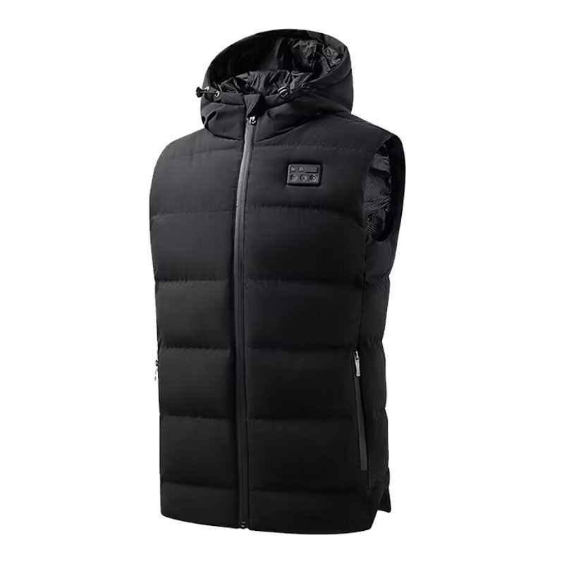Electric Heated Hooded Vest for Women Men, 6 Heating Zones 3 Heat Levels Windproof USB Electric Heated Vest with Hood for Winter Outdoor