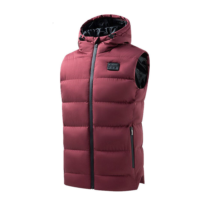 Electric Heated Hooded Vest for Women Men, 6 Heating Zones 3 Heat Levels Windproof USB Electric Heated Vest with Hood for Winter Outdoor