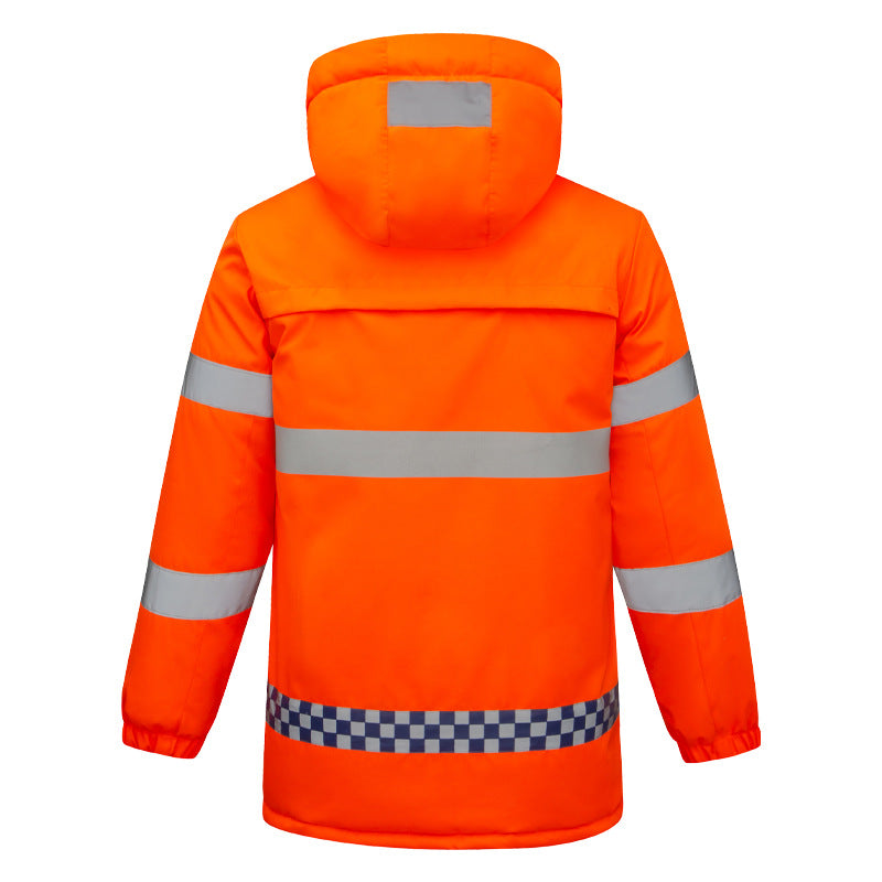 Hi Vis Heated Hooded Jacket for Men Women, 8 Heating Zones 3 Temperature Levels High Visibility Heated Workwear Waterproof Windproof Reflective Outerwear Safety Security Work Coat