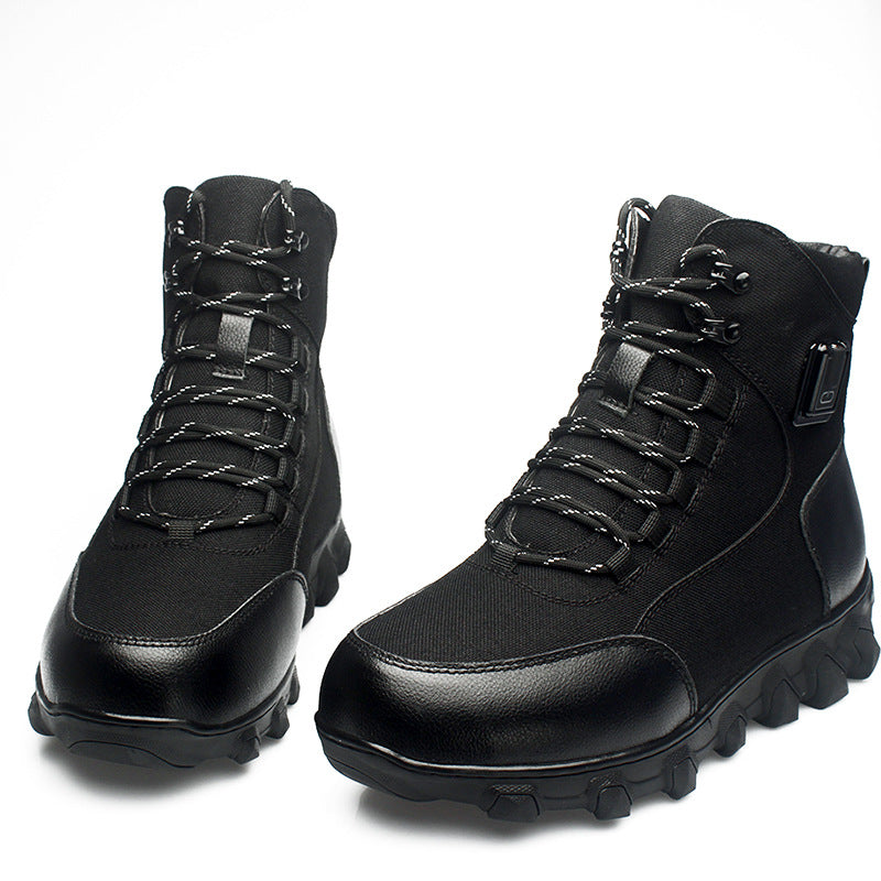 Genuine Leather Heated Boots for Men with Five-Level Heating System Rechargeable 20000mAh Battery Winter Waterproof Warm Snow Work Boot Rechargeable Electric Heating Foot Warmers