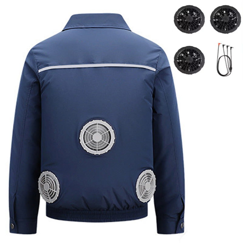 Cooling Fan Jacket for Men Women, Battery Powered 4 Fans Air Conditioned Work Uniform with Usb Reflective Stripe Cooling Fan Clothe for Outdoor Activities In Hot Weather