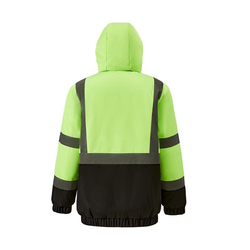 Unisex Hi Vis Hooded Heating Coat, High Visibility Heated Jacket, 29 Heating Zones Heated Body Warmer Windproof Waterproof Reflective Workwear USB Electric Heat Outerwear Winter Thermal Jackets for Work