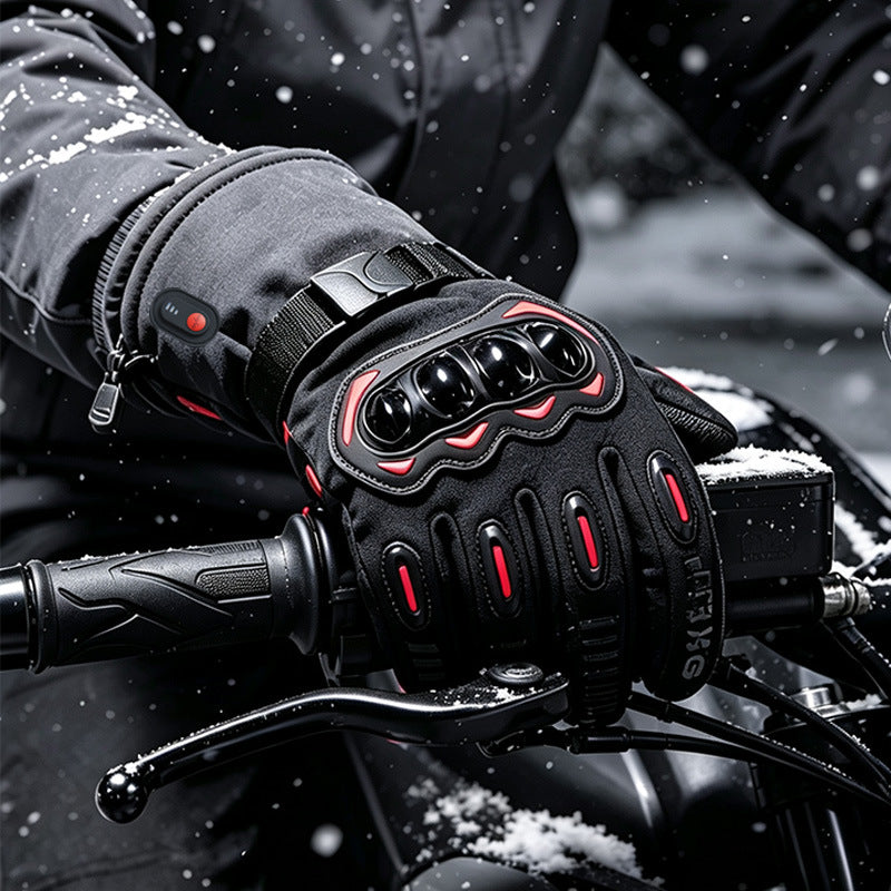 7.4V 2*3000mAh Rechargeable Heated Motorcycle Gloves Winter Touchscreen Windproof Cold Resistant Gloves for Riding, ATV, UTV, Snowmobile