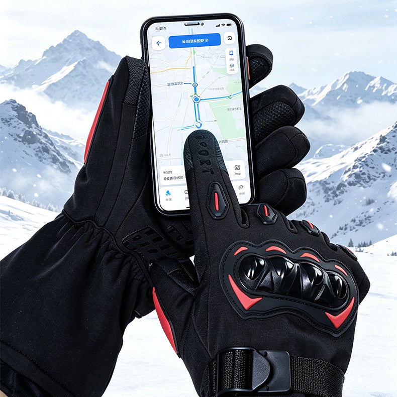 7.4V 2*3000mAh Rechargeable Heated Motorcycle Gloves Winter Touchscreen Windproof Cold Resistant Gloves for Riding, ATV, UTV, Snowmobile