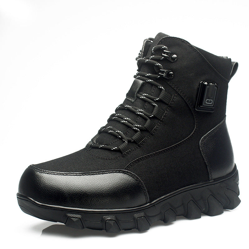 Genuine Leather Heated Boots for Men with Five-Level Heating System Rechargeable 20000mAh Battery Winter Waterproof Warm Snow Work Boot Rechargeable Electric Heating Foot Warmers