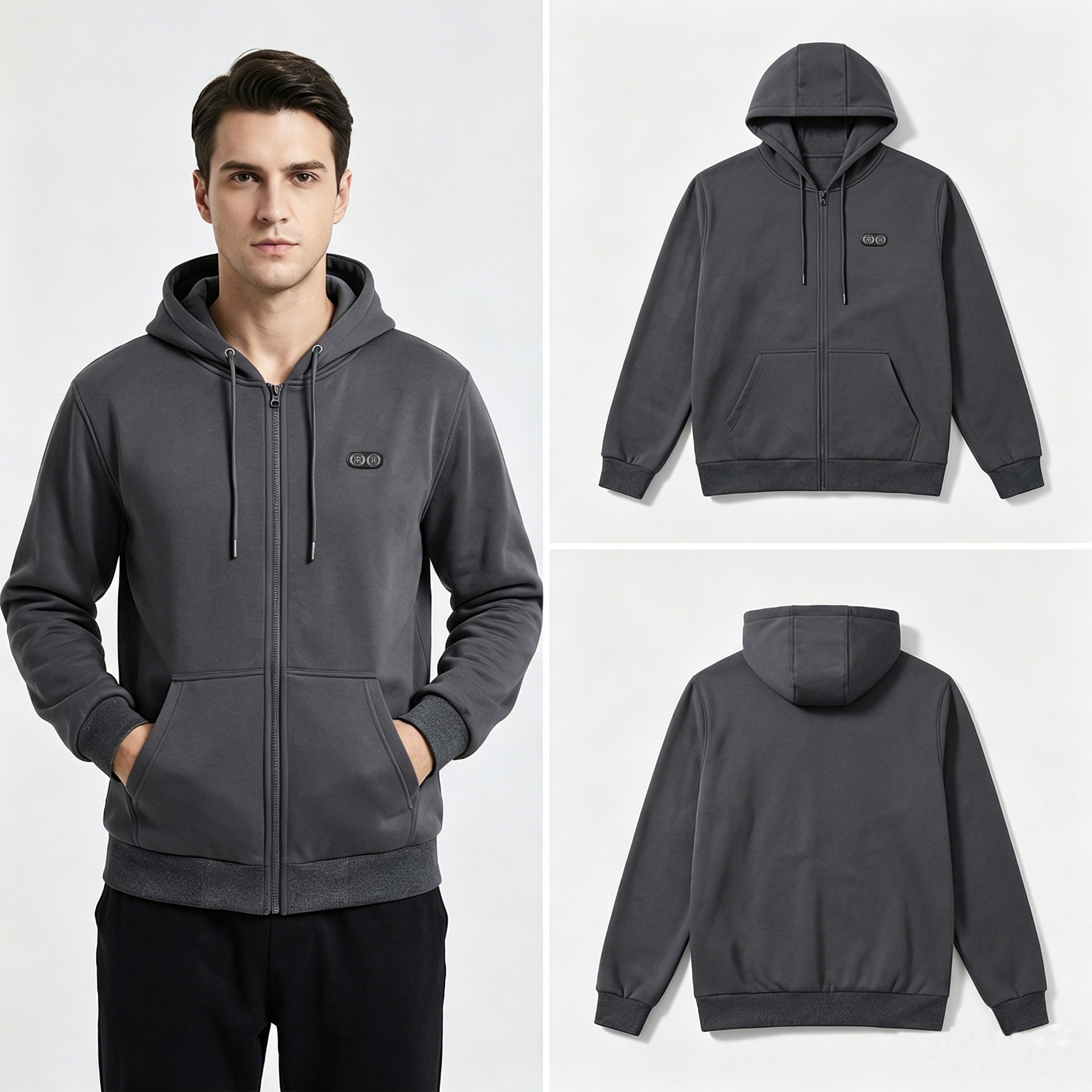 Heated Hoodie for Women Men Fleece Lined Zip Up Electric Hooded Sweatshirt with 17 Heating Zones - Firoth