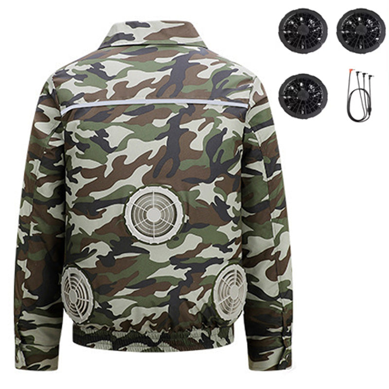 Cooling Fan Jacket for Men Women, Battery Powered 4 Fans Air Conditioned Work Uniform with Usb Reflective Stripe Cooling Fan Clothe for Outdoor Activities In Hot Weather