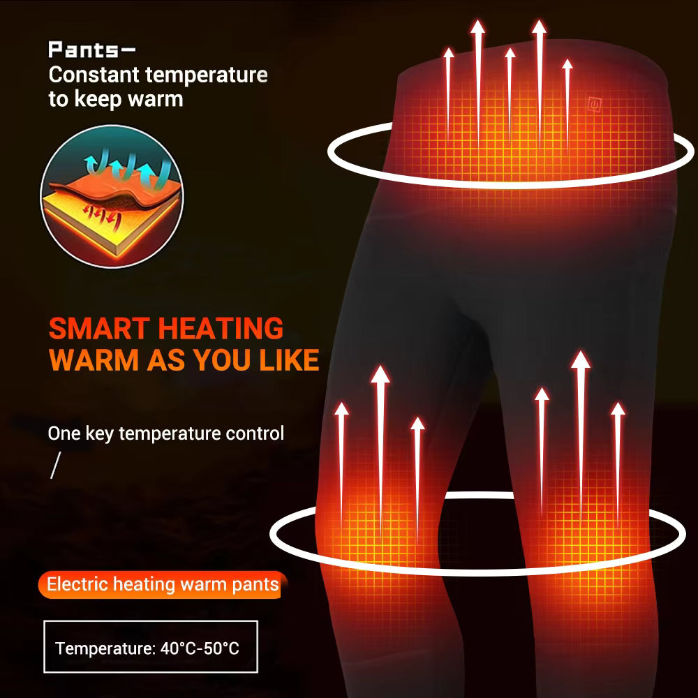 Men's Velvet Heated Underwear, USB Rechargeable 42 Heating Zones Winter Thermal Long Johns Long Sleeve Base Layer Top and Bottom Sets for Cold Weather