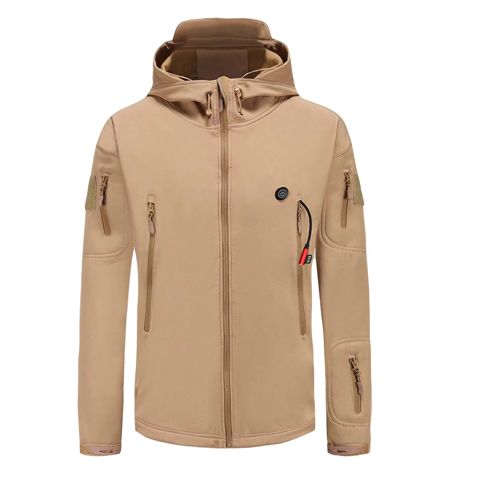 Heated Hooded Jacket for Men Women, Zip Up Lightweight Fleece Lined Heated Blouse, 7 Heating Areas USB Rechargeable Heated Soft Shell Coat for Winter and Outdoor Skiing Fishing Hiking