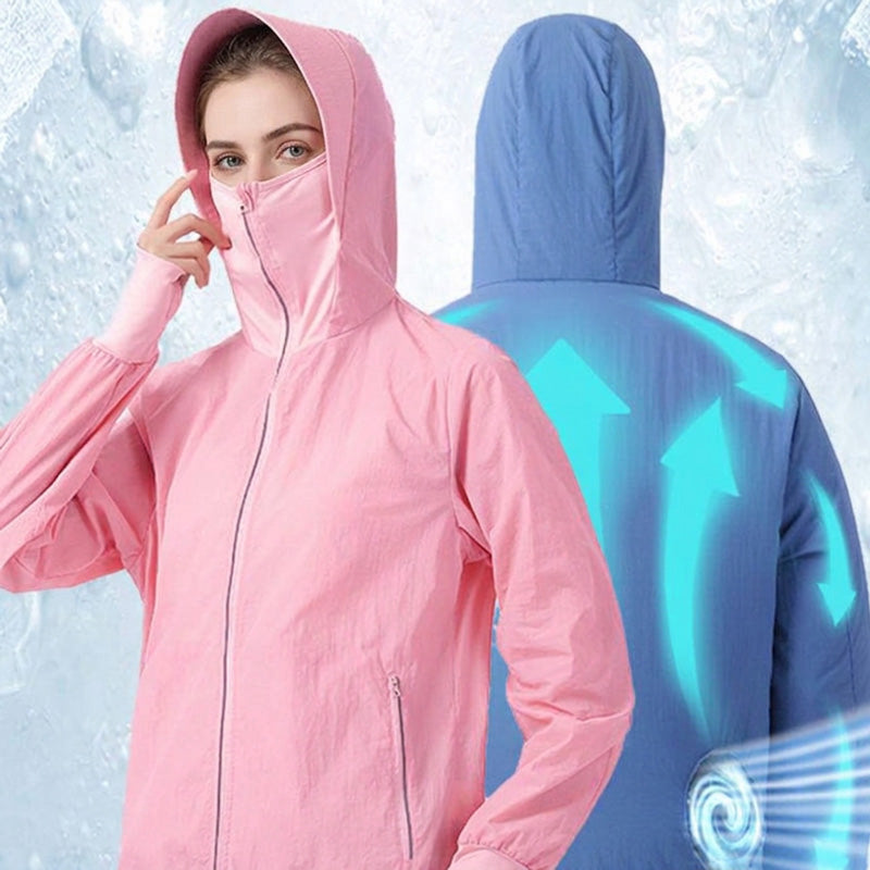 Sun Protective Cooling Fan Jacket for Men Women, UPF 50+ Air Conditioned Lightweight Hoodie, UV Protection USB Cool Jacket for Summer Hot Weather Work, Outdoor Activities