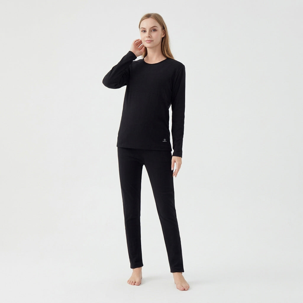 Women's Velvet Heated Underwear, 42 Heating Zones Electric Heat Base Tops and Bottom, Winter Long Sleeve Crew Neck Warm Base Shirt and Pant - Firoth