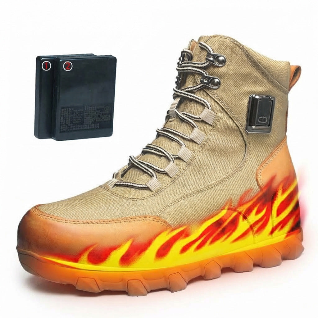 Genuine Leather Heated Boots for Men with Five-Level Heating System Rechargeable 20000mAh Battery Winter Waterproof Warm Snow Work Boot Rechargeable Electric Heating Foot Warmers