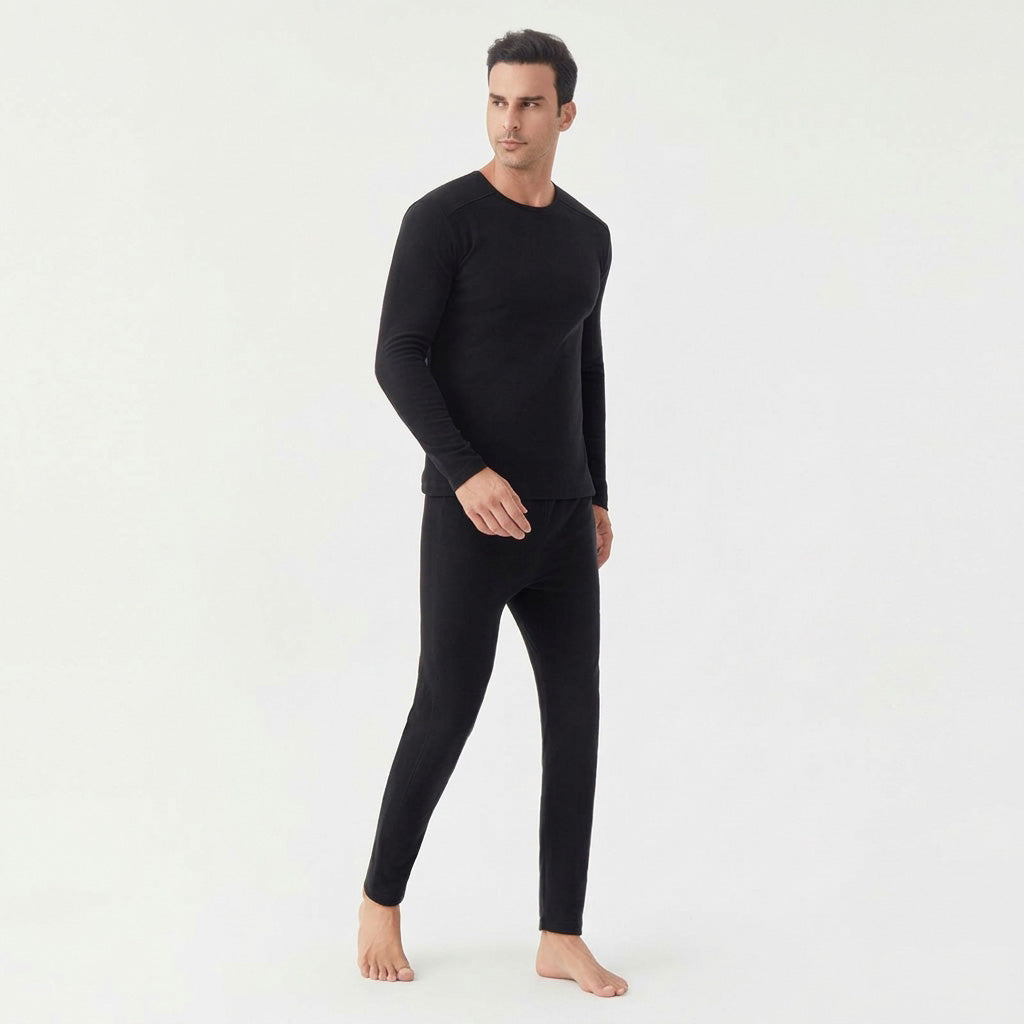 Men's Velvet Heated Underwear, USB Rechargeable 42 Heating Zones Winter Thermal Long Johns Long Sleeve Base Layer Top and Bottom Sets for Cold Weather